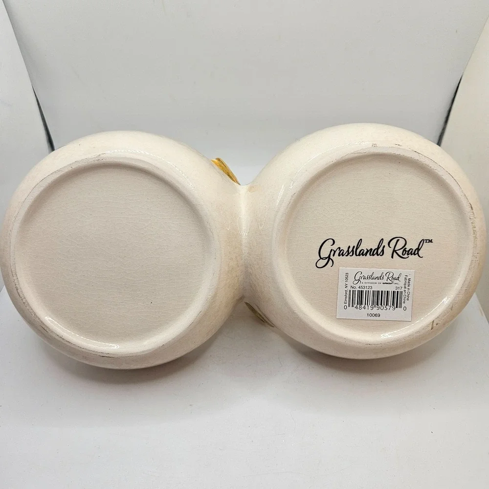 Grasslands Road Sunflower Double Dip Serving Bowl Ceramic Fall Thanksgiving Dish